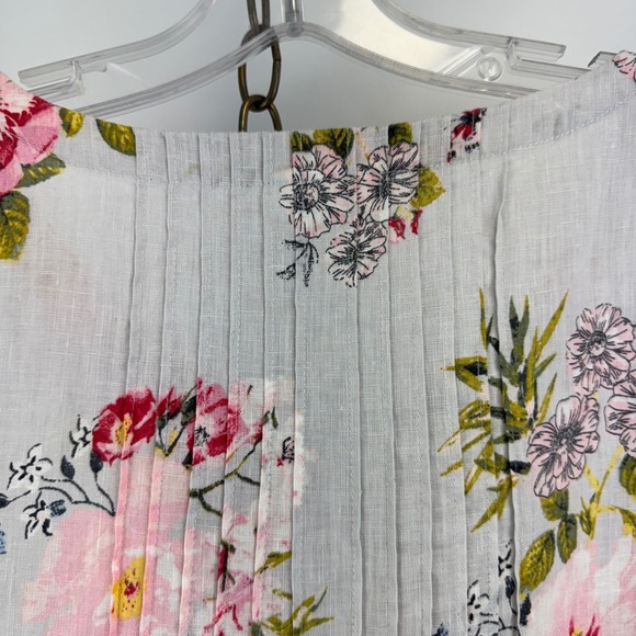 J.Jill Top Women's S Petite Linen Floral Blouse Cottagecore Boho - Picture 14 of 14